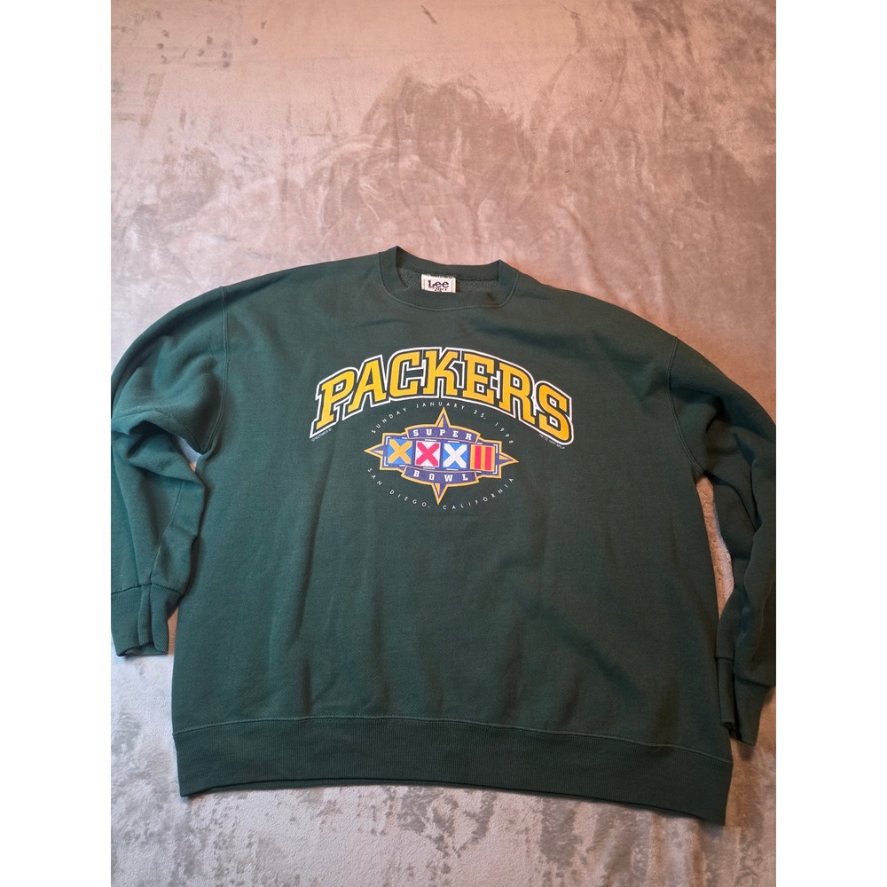 Lee Sport Sweatshirt Mens XL Green Packers Super Bowl XXXII Vintage 1998 NFL